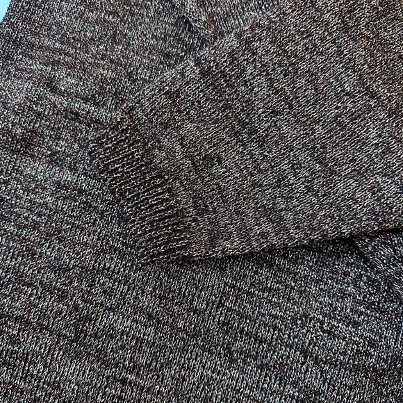 Vintage 80s MJ Carroll Brown Sparkle Metallic Knit Retro Cowl Neck Sweater Large - Picture 6 of 6